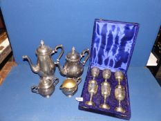 A silver plate M&R Teaset with jug,