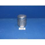 An Indian silver coloured Pot with bamboo forest decoration,