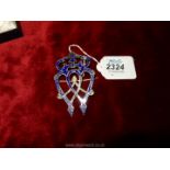 A Victorian Silver and blue enamel Luckenbooth double heart Love Token, Scottish hallmark, 27 gms.