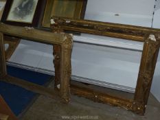 Two large gilt picture Frames, with heavy loss to plaster decoration, 37¾" x 32¼" frame,