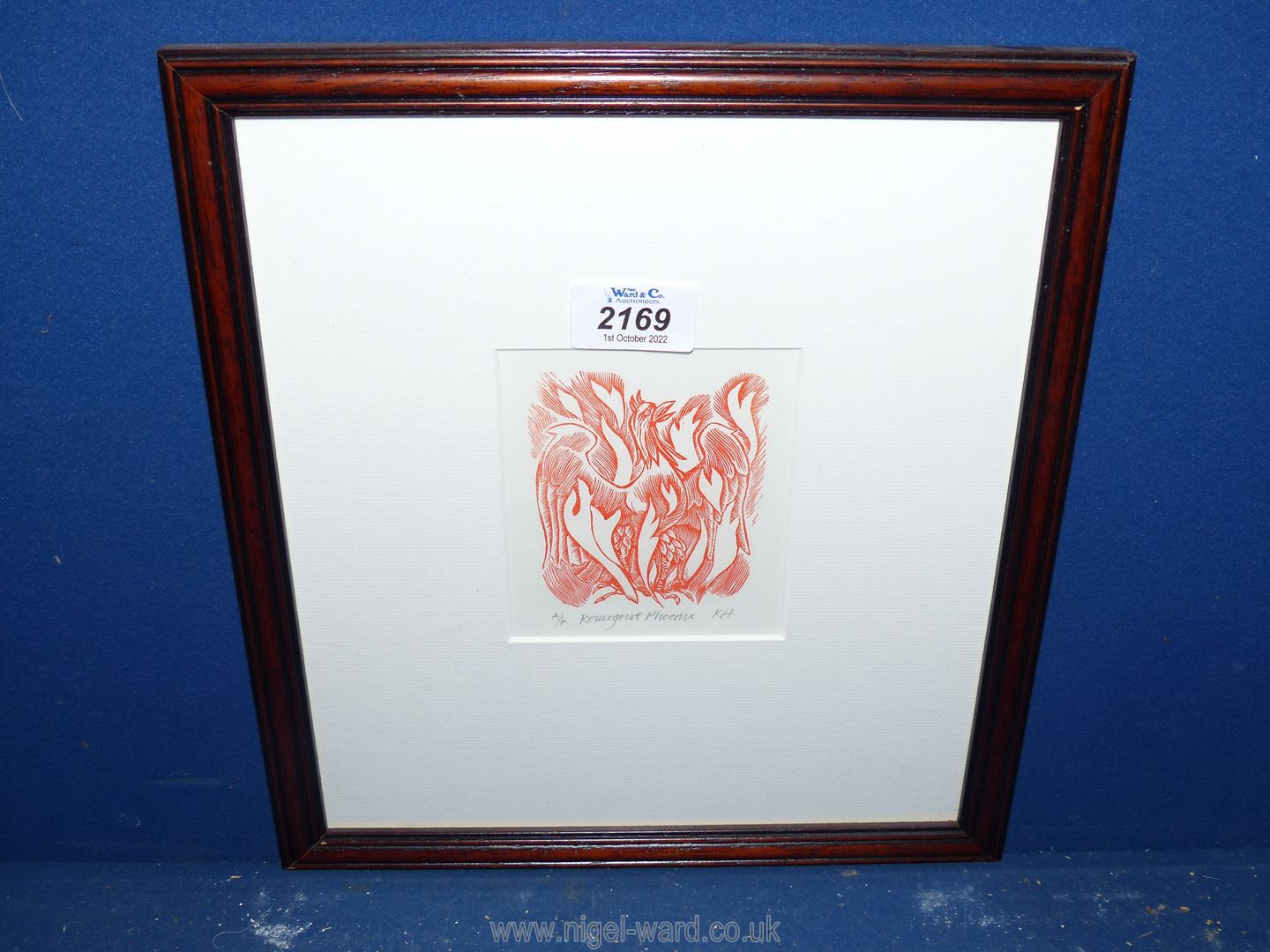 A framed and mounted artist proof plastic engraving titled 'Resurgent Phoenix' by Ken Hutchinson,