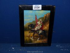 A framed oil on board of an Arab Horseman, circa 1950, image size 8 1/2'' x 6 1/2''.