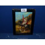 A framed oil on board of an Arab Horseman, circa 1950, image size 8 1/2'' x 6 1/2''.