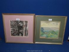 A framed and mounted watercolour signed lower right 'Hutchinson',