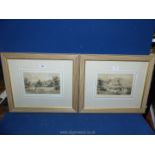 A pair of framed and mounted prints titled "Near The Great Skirrid Monmouthshire" and "In the