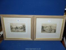 A pair of framed and mounted prints titled "Near The Great Skirrid Monmouthshire" and "In the