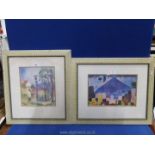 A pair of framed August Macke prints to include 'Garden Gate', etc.