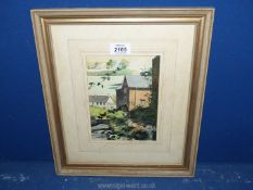A framed and mounted watercolour signed lower left Eaton 1980, titled 'Mill at Skenfrith,