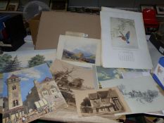 A quantity of calendar Prints by Noel Hopking along with a portfolio of prints,