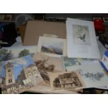 A quantity of calendar Prints by Noel Hopking along with a portfolio of prints,