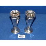 Two small Silver bud vases,