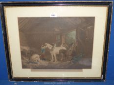 A framed and mounted Print titled 'The Farmers Stable'.