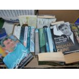 A box of autobiographies to include; Glen Hoddle, George Best, John Major, Michael Caine, Tom Jones,