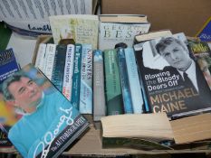 A box of autobiographies to include; Glen Hoddle, George Best, John Major, Michael Caine, Tom Jones,