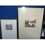 A framed and mounted John Fullwood Etching depicting a loch scene along with R.J. Lloyd Etching no.