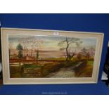 An Oil on board entitled 'October Tan' signed lower right John Taylor, 35½" x 19¾".