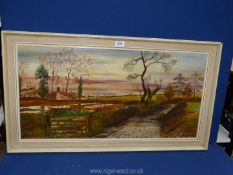 An Oil on board entitled 'October Tan' signed lower right John Taylor, 35½" x 19¾".