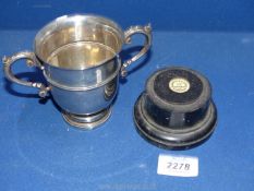 A Silver twin handled Trophy, London 1925, maker MN & W, 139 gms.