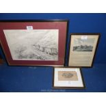 Three framed engravings including 'Feeding Poultry' ,