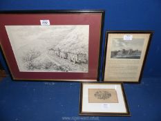 Three framed engravings including 'Feeding Poultry' ,