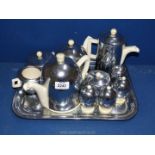 A 'Heatmaster Everhot' tea & coffee set with four egg cups and tray.