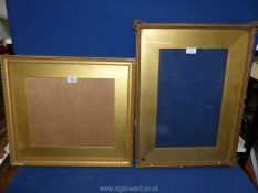 Two gilt frames with glass and gilt mounts, one 21" x 18¾" frame, 14" x 12" aperture,