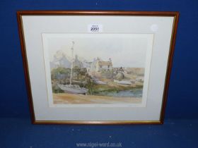 An Audrey Hind limited edition Print of a harbour scene.