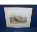 An Audrey Hind limited edition Print of a harbour scene.