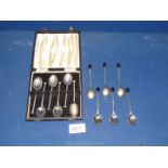 A cased set of six Silver Teaspooons, Sheffield 1960 and silver Silver coffee Spoons,