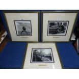 Three framed and mounted Welsh industrial Photographs to include basket making,