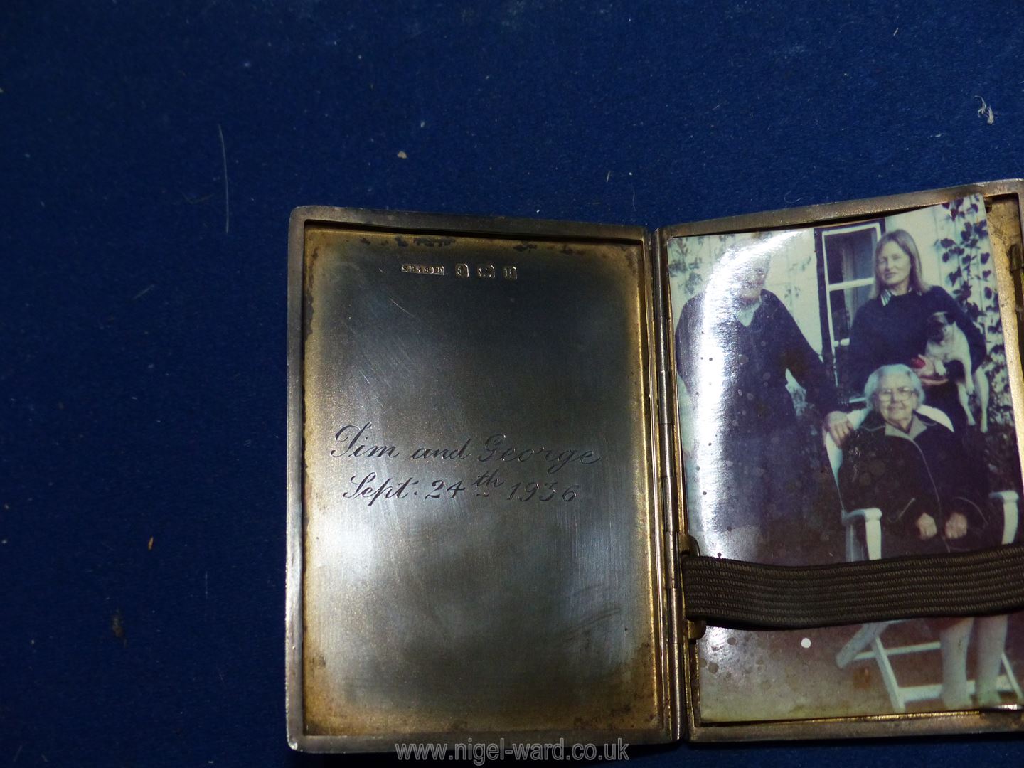 A Silver engine turned Card Case, inscribed Jim & George Sept 24th 1936, Birmingham 1932, 79 gms. - Image 2 of 2