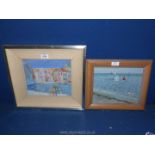 A modern framed oil on board titled 'The Beach Evening' by Charles Howard along with a
