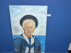 An Oil on board of a young seaman.