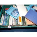 A crate of books to include paperback novels; Miniature Gardens etc.