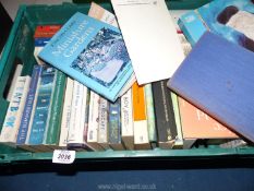 A crate of books to include paperback novels; Miniature Gardens etc.