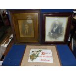 Two wooden framed Prints taken from photographs depicting a gentleman and an elderly lady,