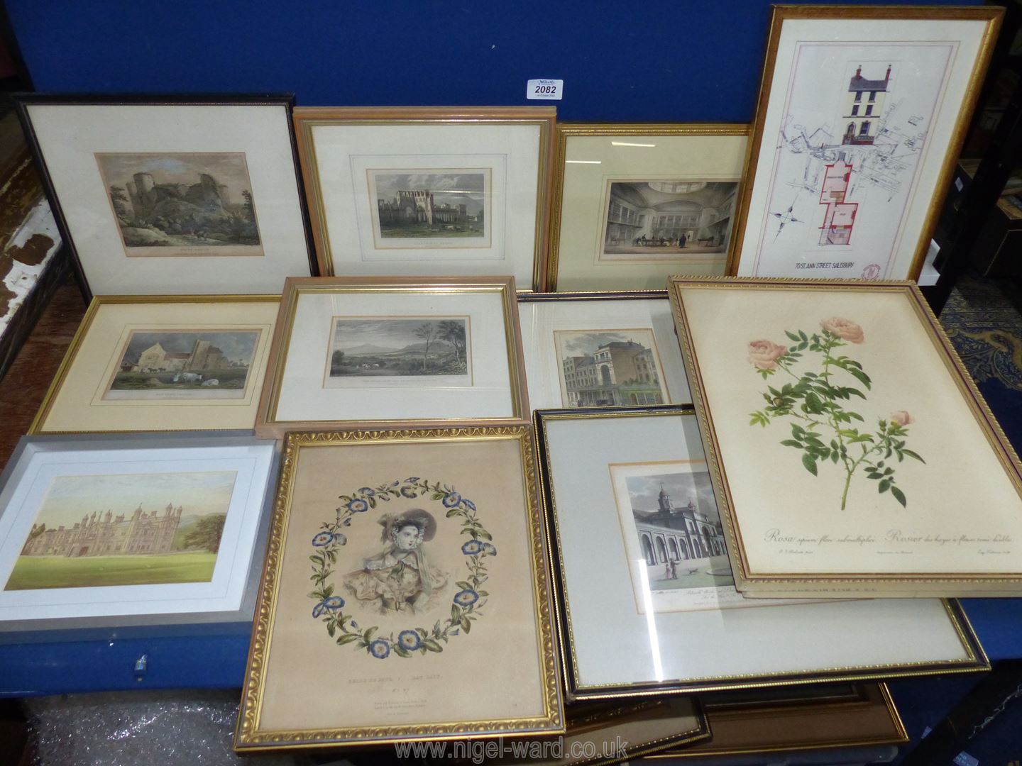 A quantity of prints and etchings to include 'Glen Usk House,' 'White Castle,' Mathern palace,