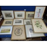 A quantity of prints and etchings to include 'Glen Usk House,' 'White Castle,' Mathern palace,