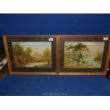 A pair of 20th c. watercolours of British landscapes in original frames, signed D.G.T.