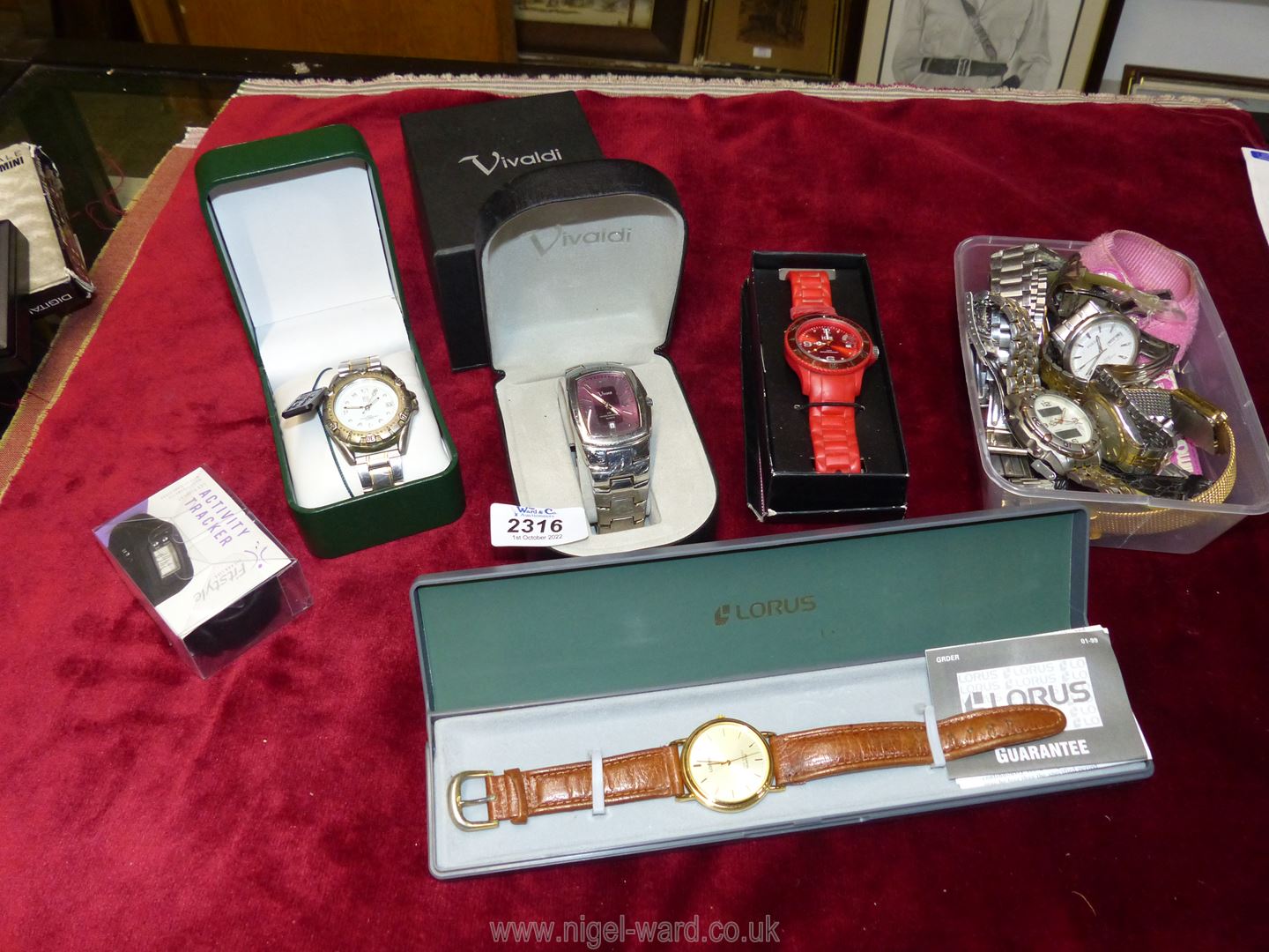 A quantity of watches to include; 'Lorus', 'Yess', 'Vivaldi', all cased, etc.
