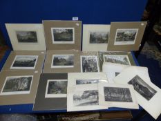 A quantity of etchings to include; Builth, Shrewsbury, Tintern Abbey, Bala Lake, etc.