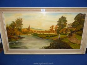 An Oil on board entitled 'End of the Day' signed lower right John Taylor, 35¾" x 19¾".