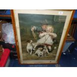 A large framed Arthur J. Elsley print titled 'Breaking Them in,' 27" x 33".