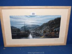 A Maurice Bishop signed print titled 'Home to Lynmouth on a Moonlit Tide'.