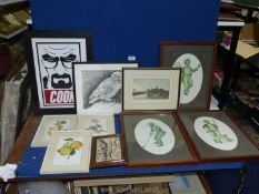 A box of prints to include; three prints by R.