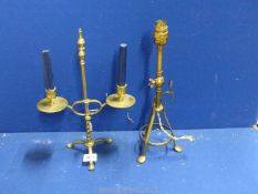 An adjustable brass table Lamp on three legs (16" tall),