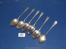 Six Silver dessert Spoons, London 1906, Robert Stebbings, 242 gms.