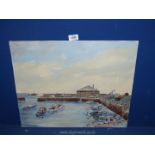 An oil painting of Porthcawl harbour in the 1960's, signed Edwards.