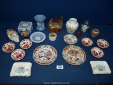 A quantity of small china items including 'Delfts Rood' small dishes,
