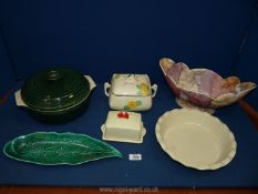 A quantity of china including Old Court Ware oval dish, Wedgwood leaf shaped dish,